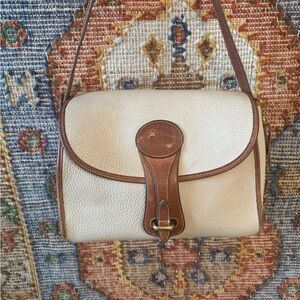 Dooney & Bourke All Weather Cream and Brown Leather Shoulder Bag